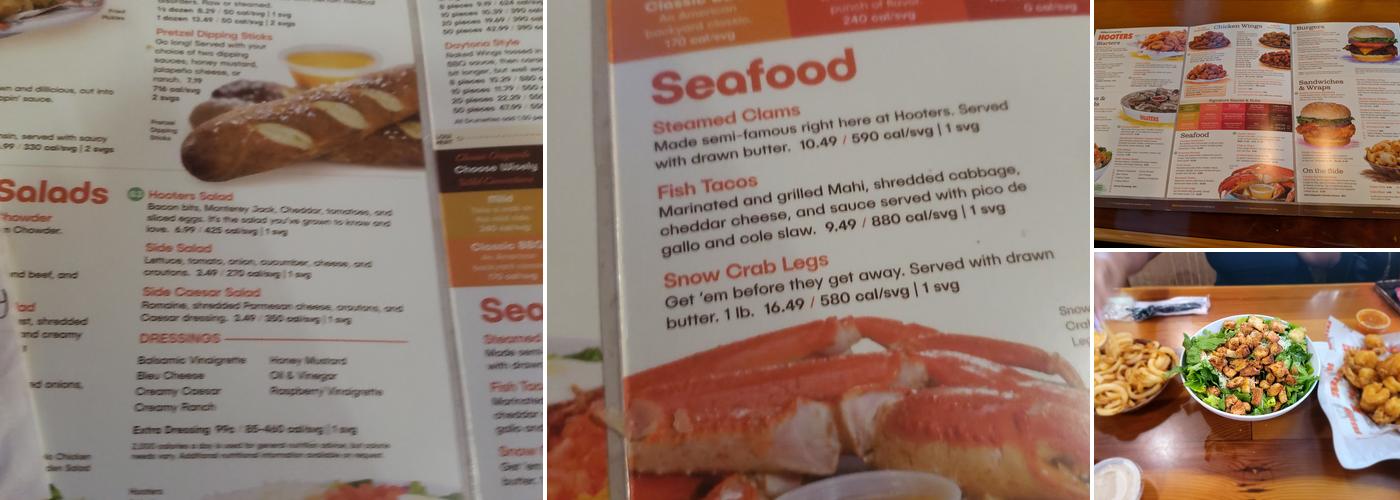 Hooters Menu