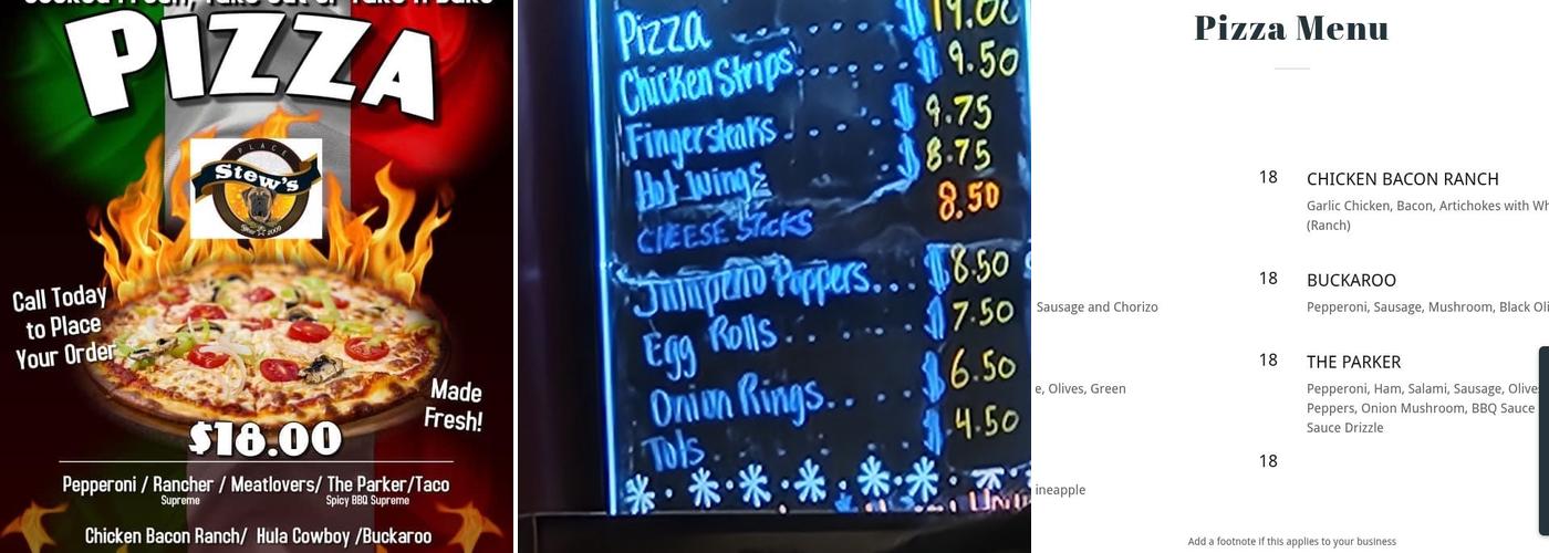 Stew's Place Menu