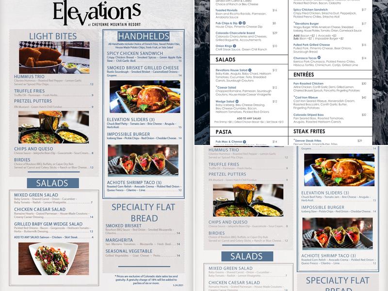 Elevations Lounge Menu