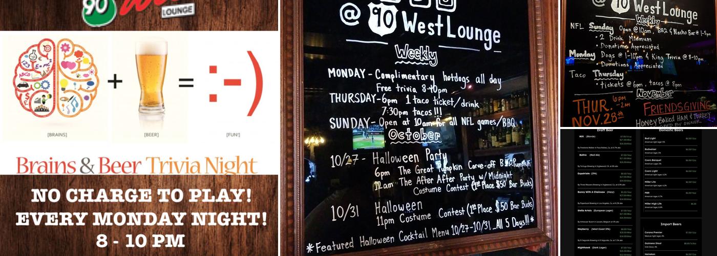 90 West Lounge Menu
