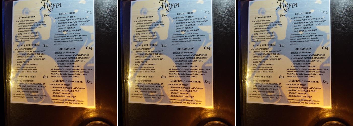 No Vacancy Menu