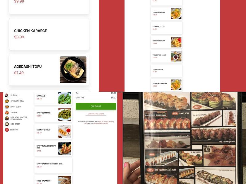 The Room Sushi Bar Menu