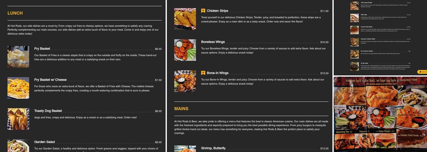 Hot Rods & Beer Menu