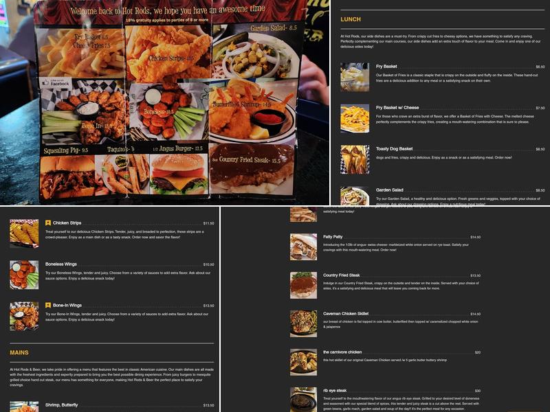 Hot Rods & Beer Menu