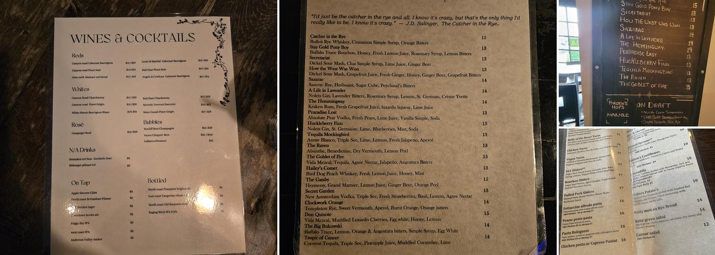 Catcher In The Rye Menu