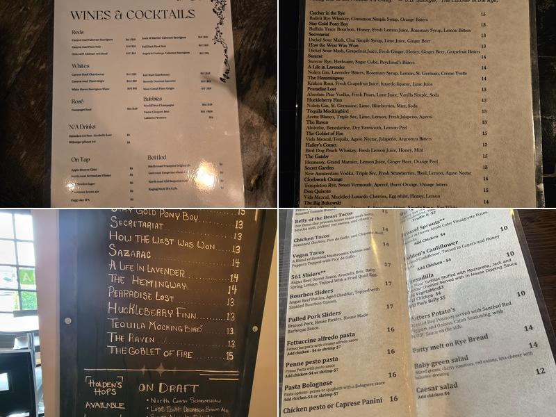 Catcher In The Rye Menu