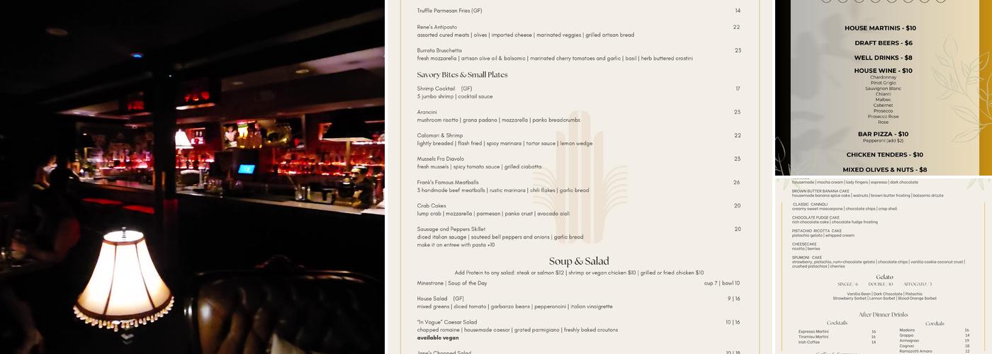 The Rendition Room Menu