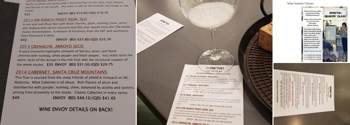Scratch Wine Tasting Room Menu