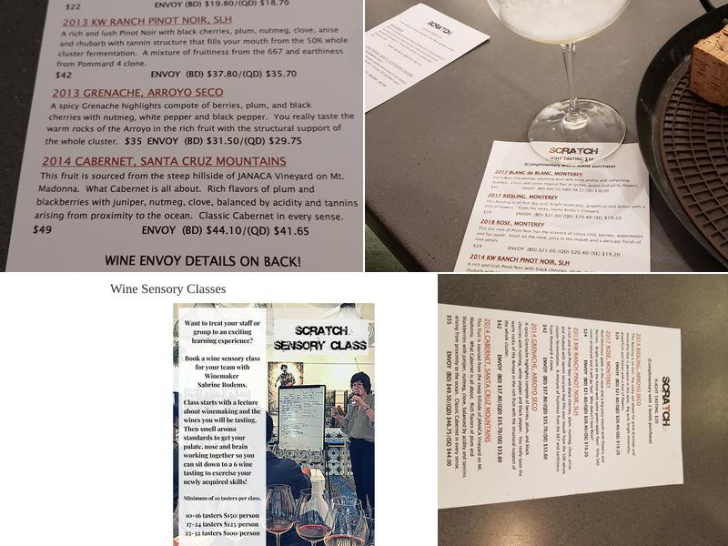 Scratch Wine Tasting Room Menu
