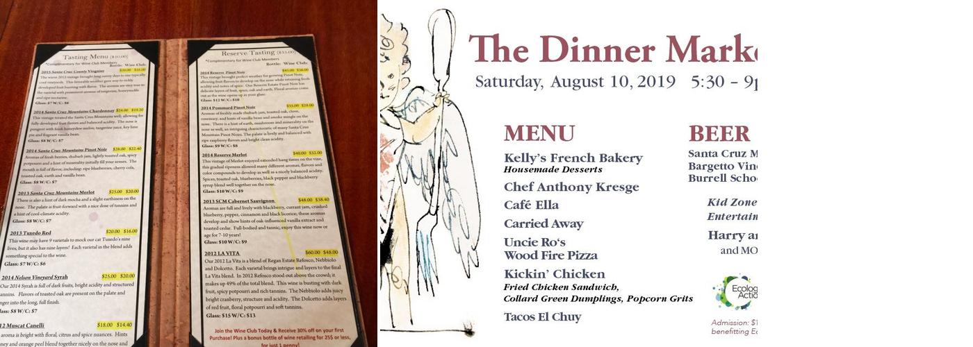 Bargetto Winery Menu