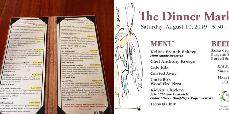 Bargetto Winery Menu