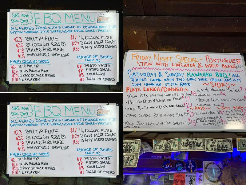 Apple Jack's Bar Menu