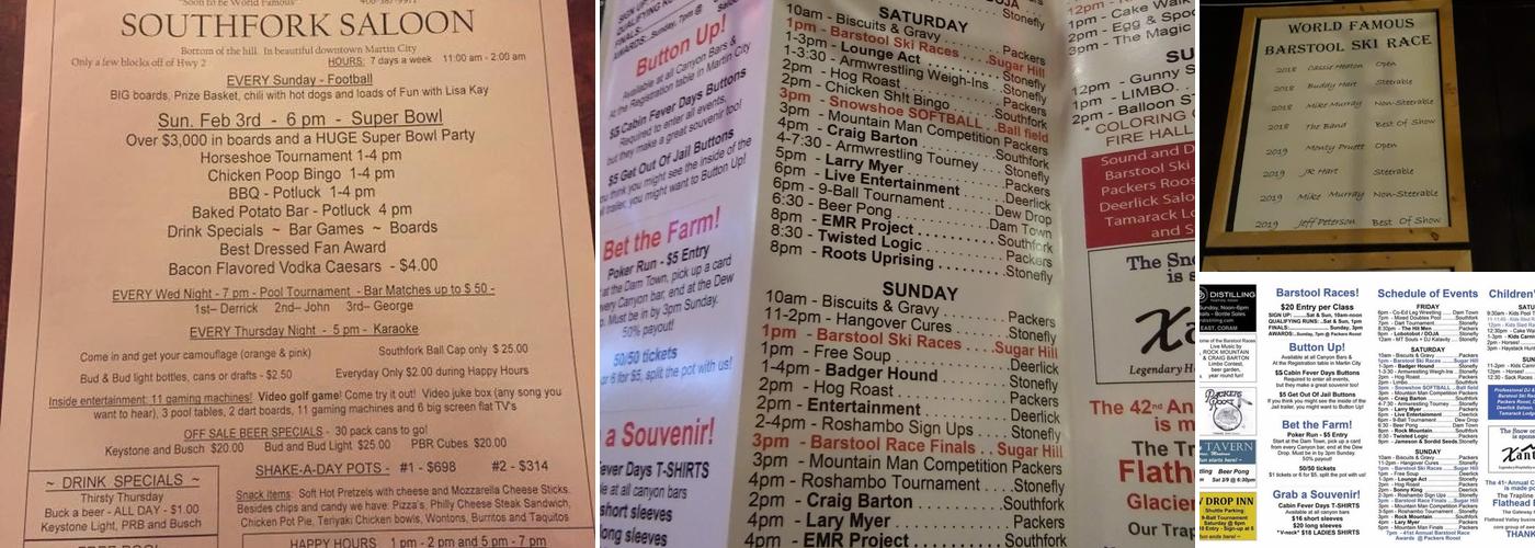 South Fork Saloon Menu