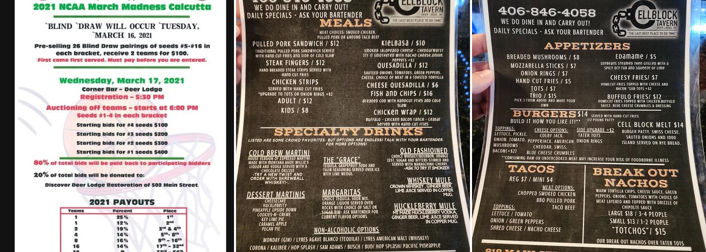 Corner Bar Menu