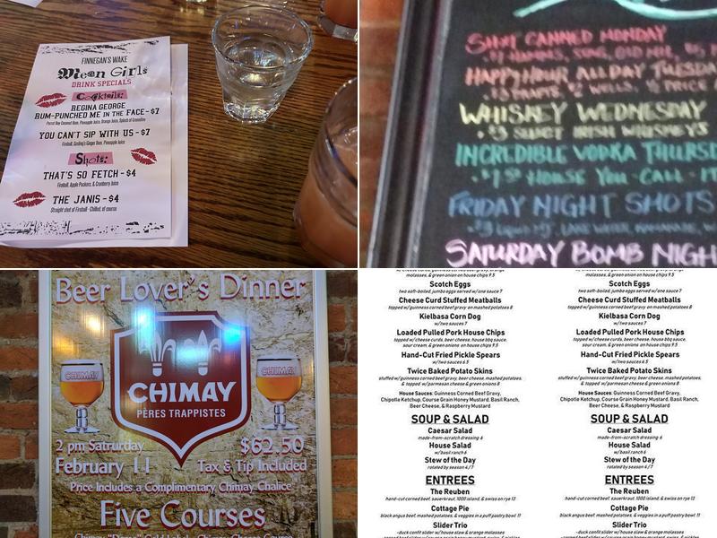 Finnegan's Wake Menu