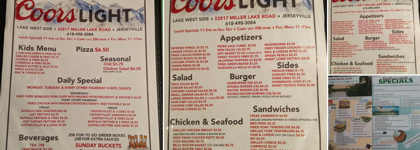 Lake West Side Bull Shoot Bar Menu