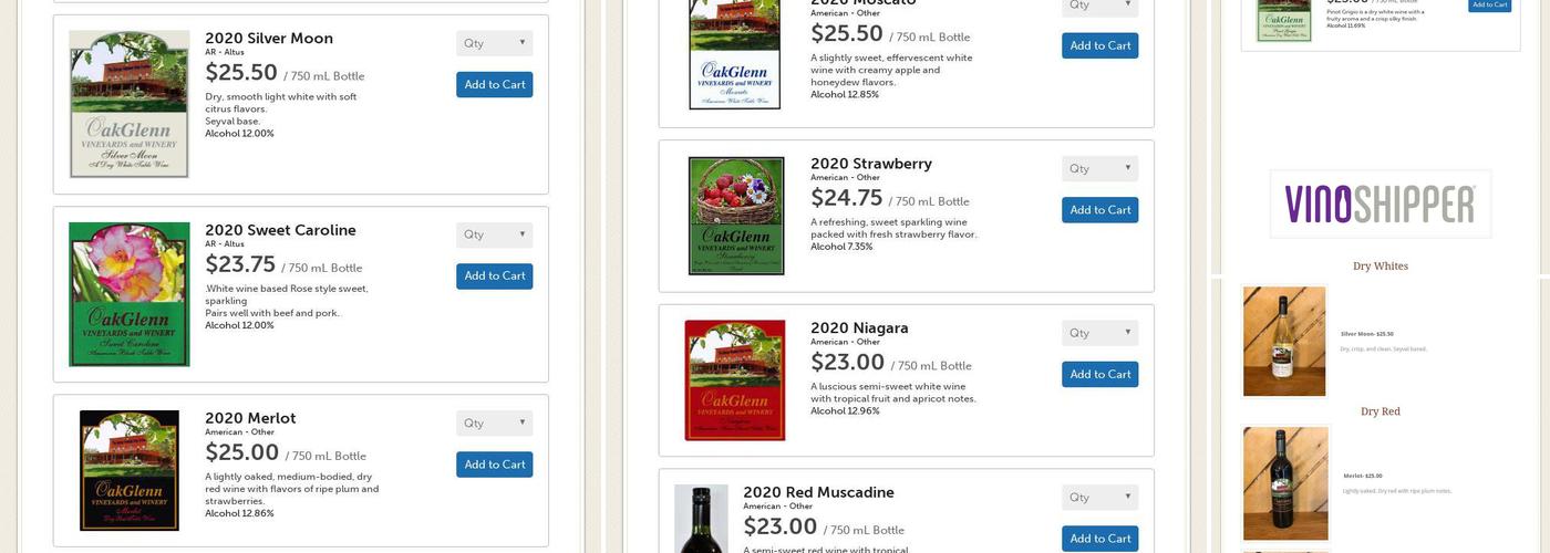 OakGlenn Vineyards & Winery Menu