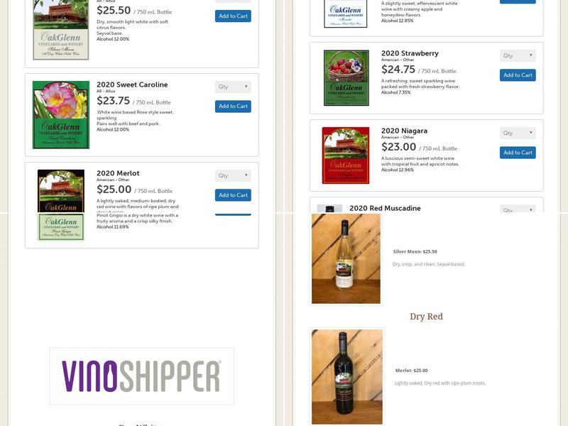 OakGlenn Vineyards & Winery Menu