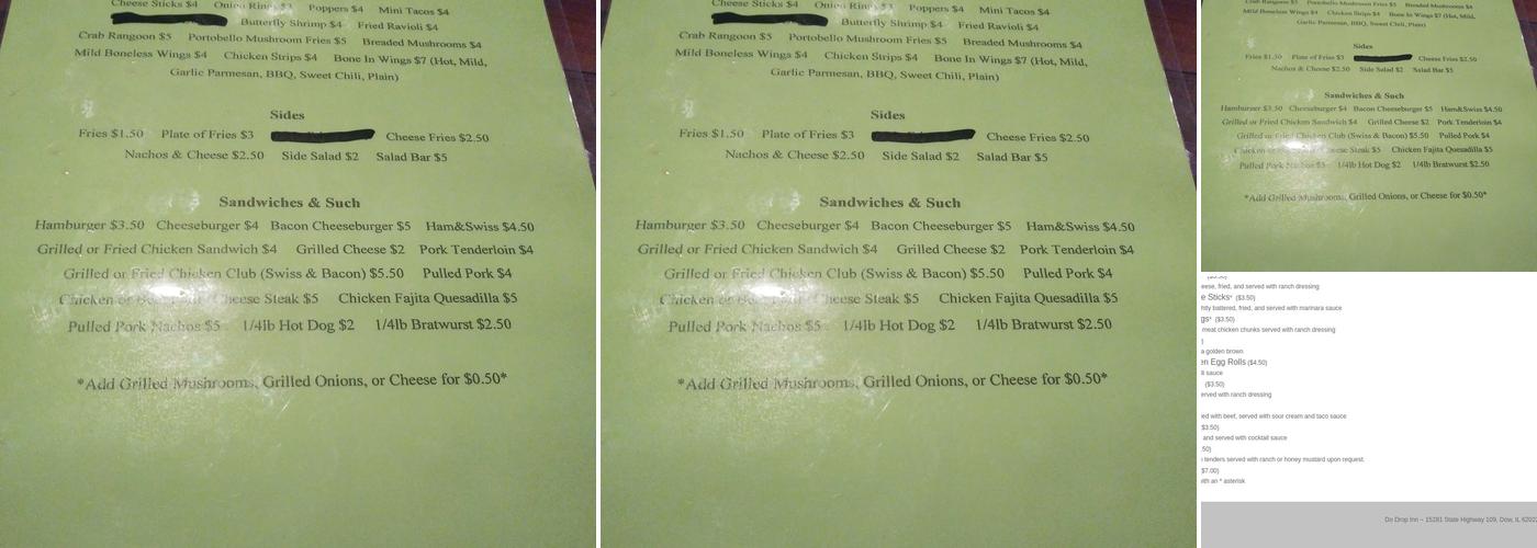 Do Drop Inn Menu