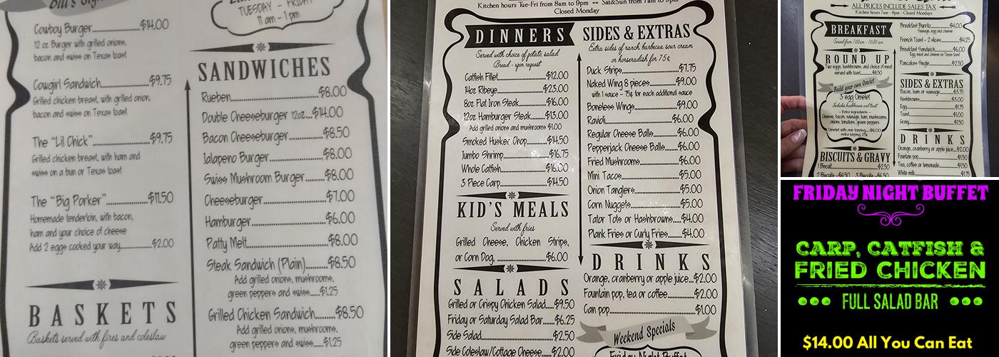 Wild Bill's Menu