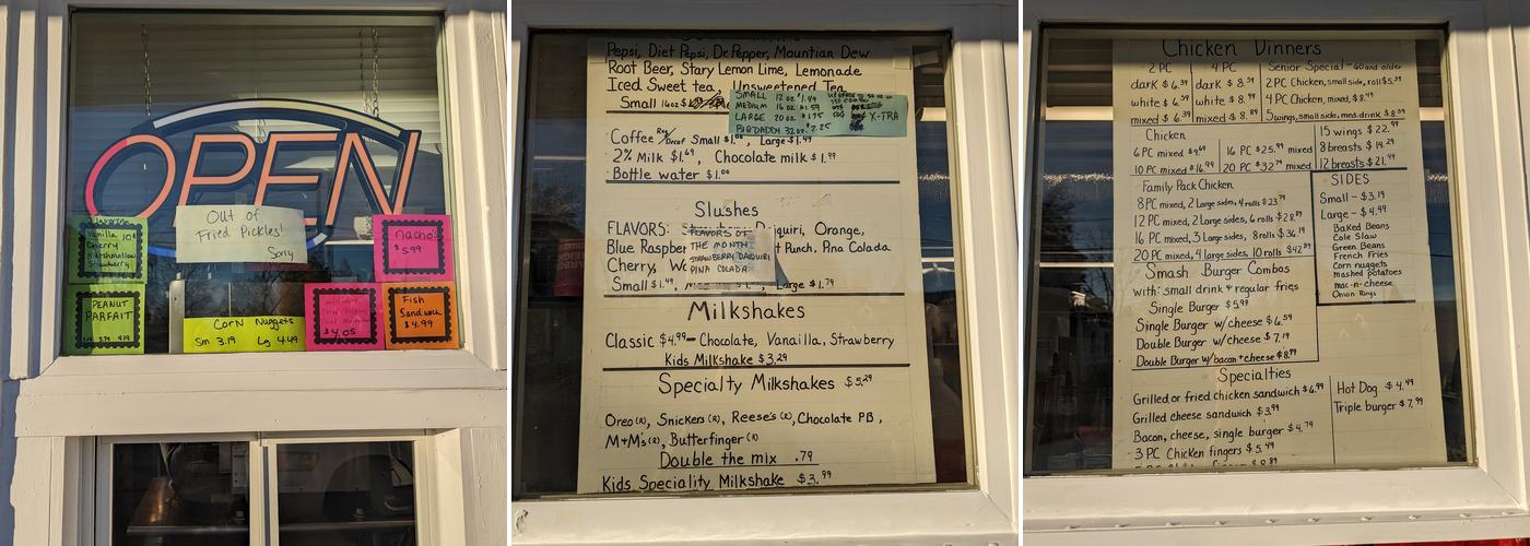 Dairy Bar Menu