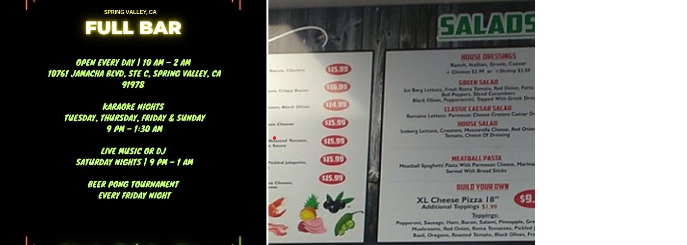 Shooters Cocktails Menu