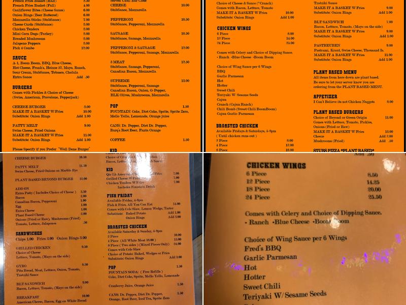 Swan River Red Eye Saloon and Eatery Menu