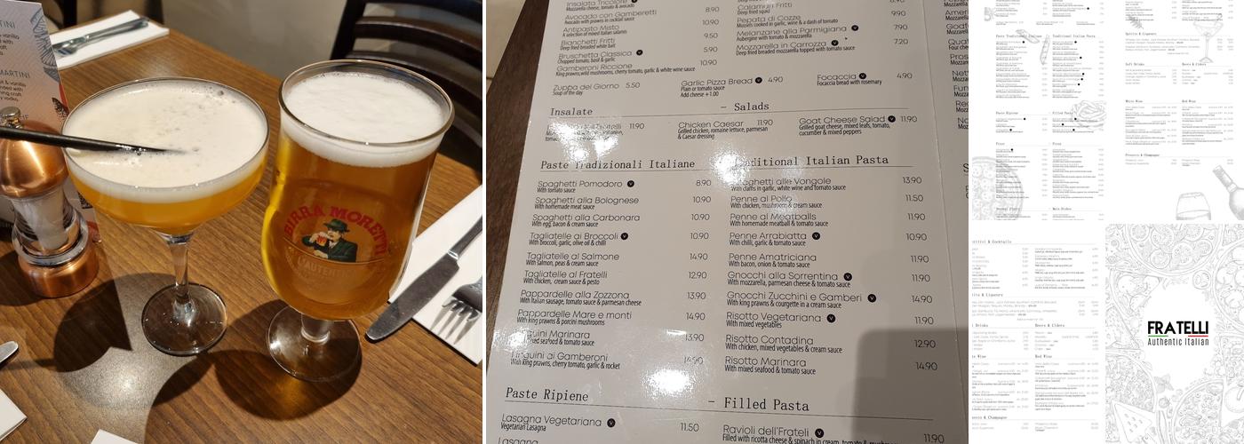 Fratelli Authentic Italian Menu