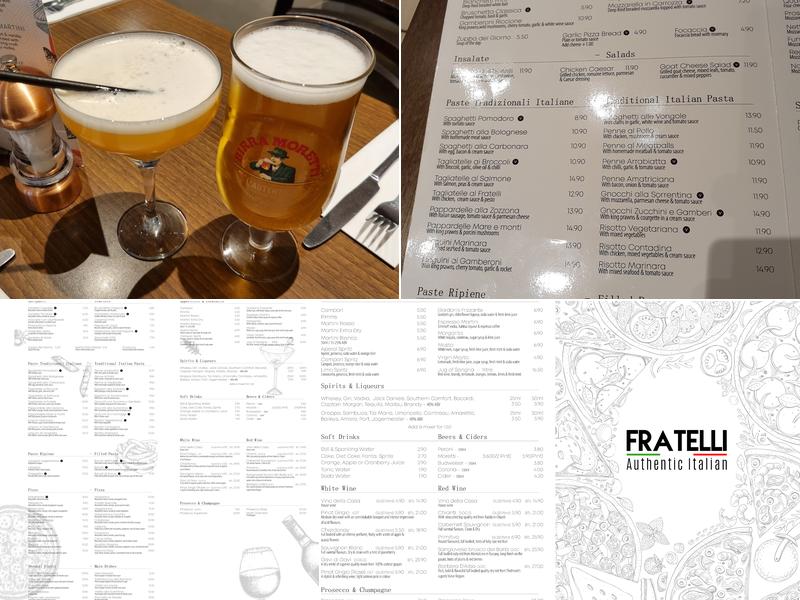 Fratelli Authentic Italian Menu