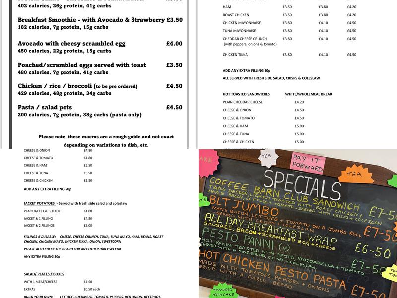 The Coffee Barn Menu