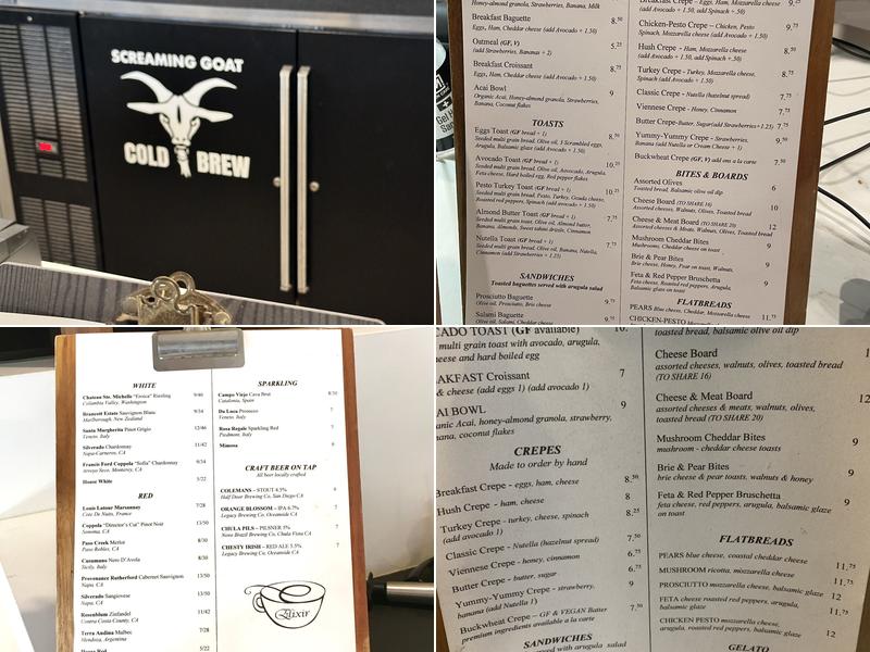 Elixir Espresso & Wine Bar Menu