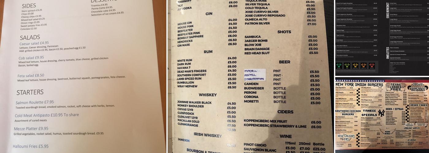 F S Steakhouse and Bar Menu