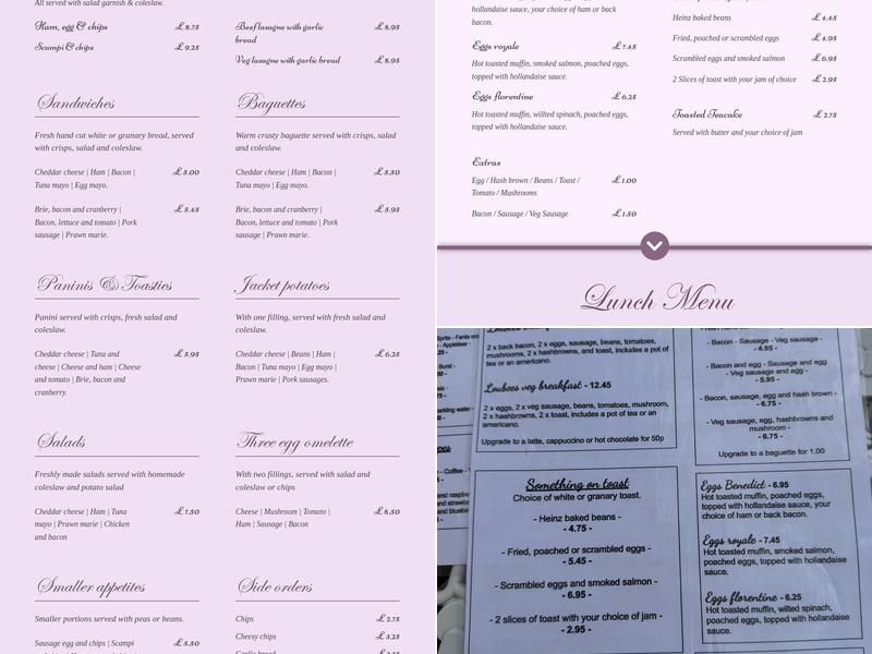 Loubees Tearoom Menu