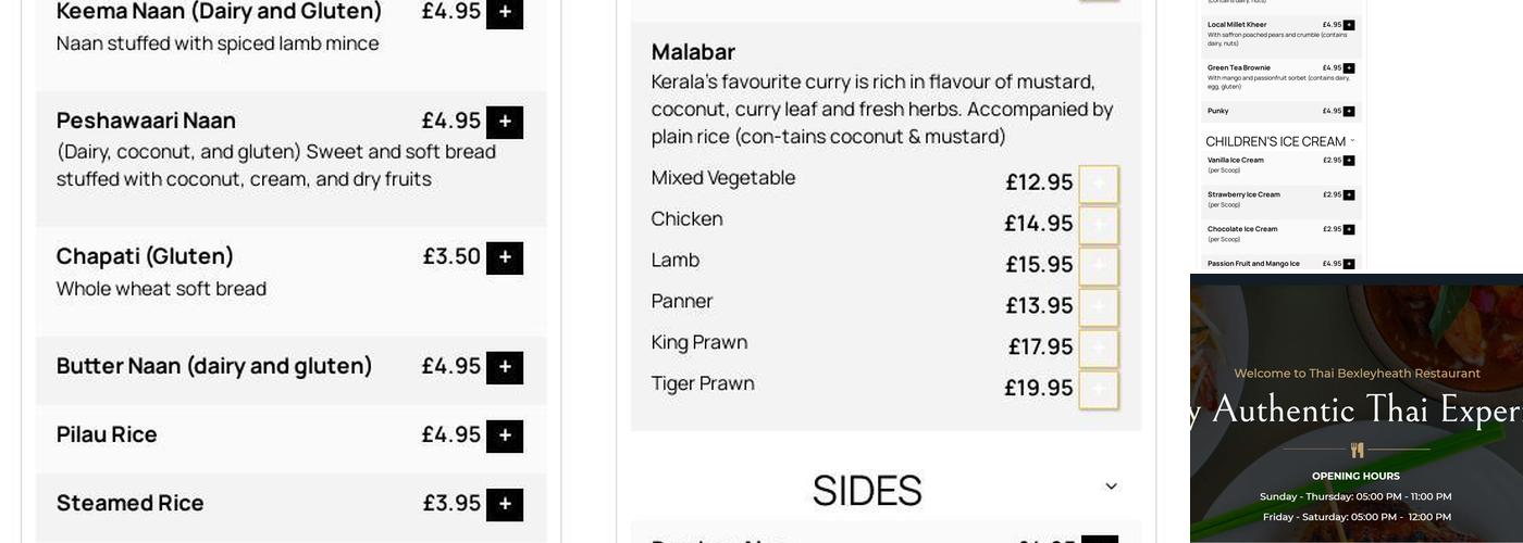 Thai Bexleyheath Restaurant Menu