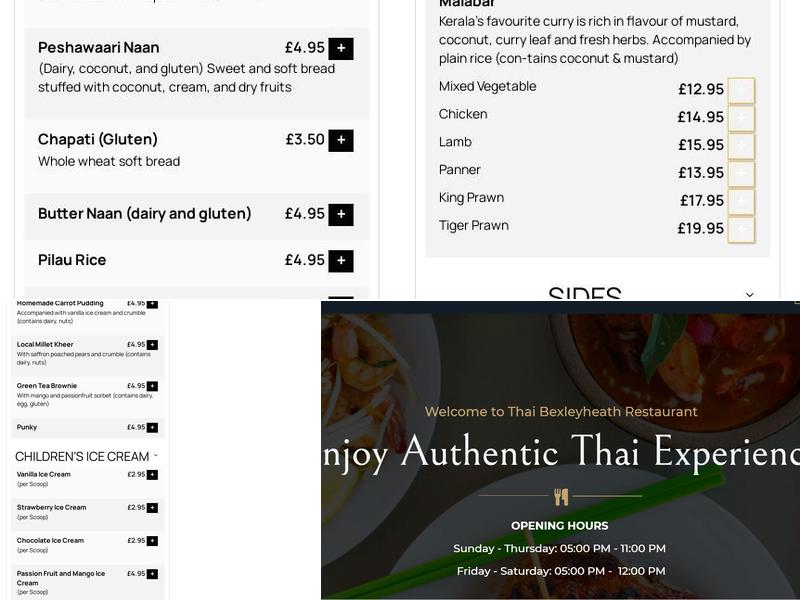 Thai Bexleyheath Restaurant Menu