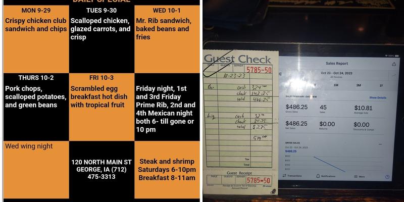 Last Call Saloon Menu