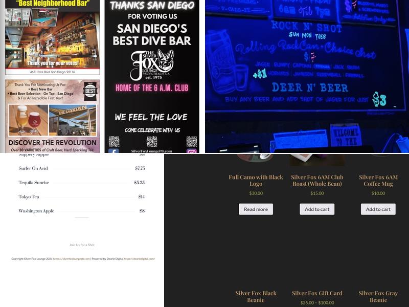 The Silver Fox Lounge Menu