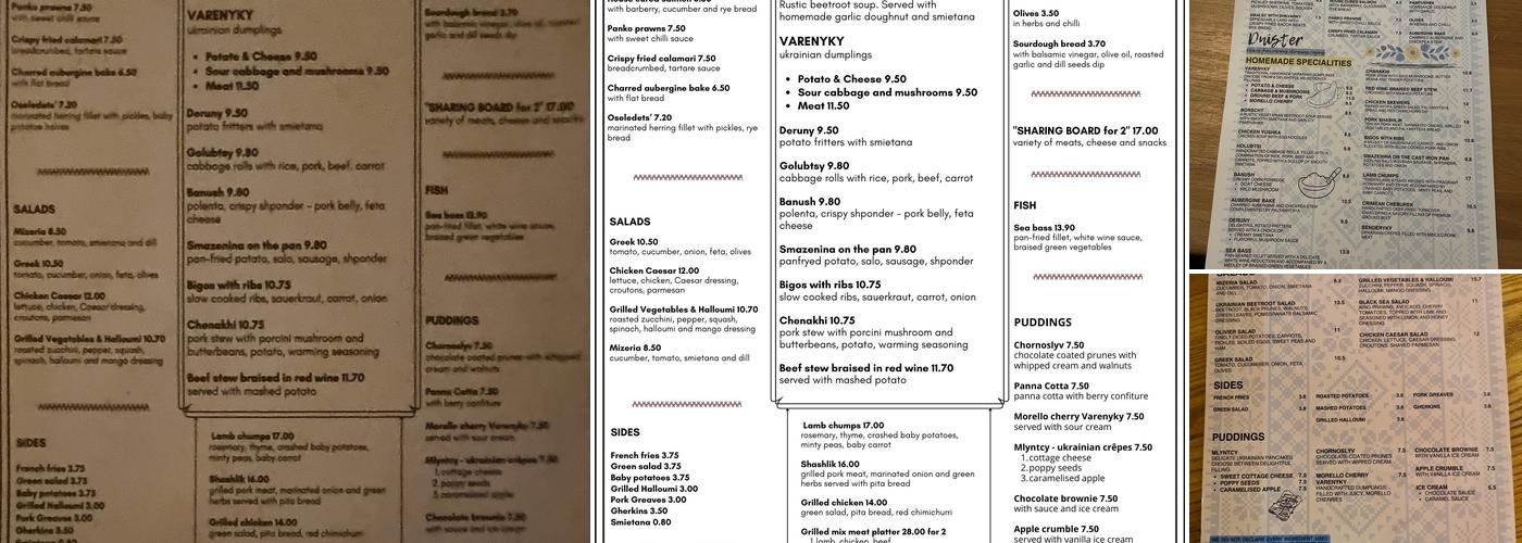 Dnister Restaurant Menu