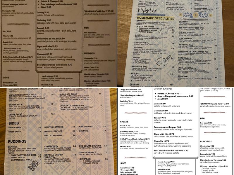 Dnister Restaurant Menu