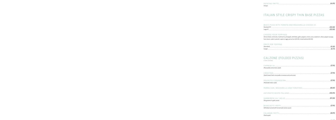 The Italian Way Menu