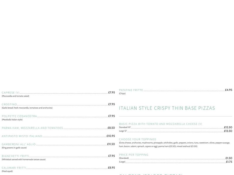 The Italian Way Menu