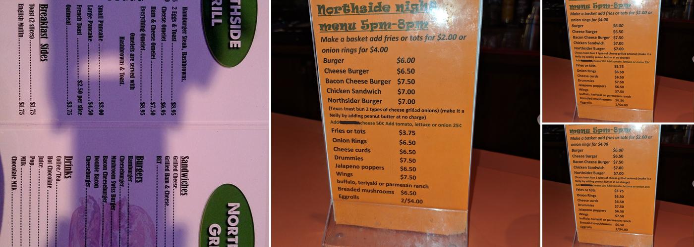 Northside Bar Menu