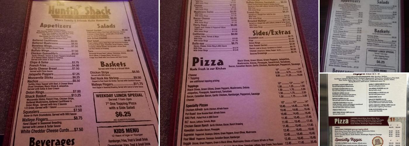 Huntin Shack Menu