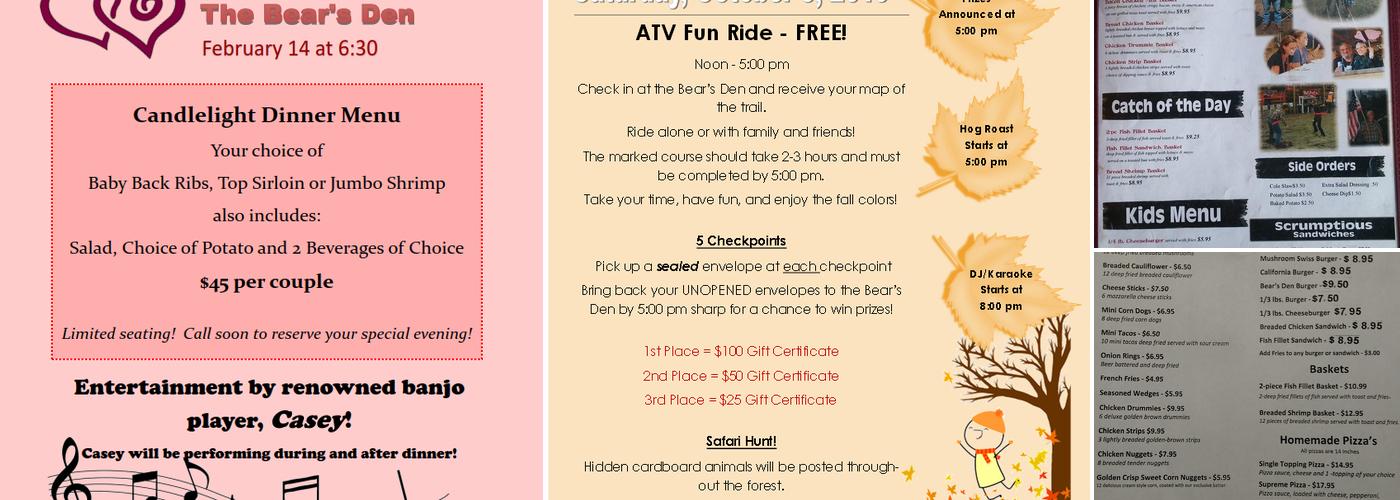 Bears Den Menu