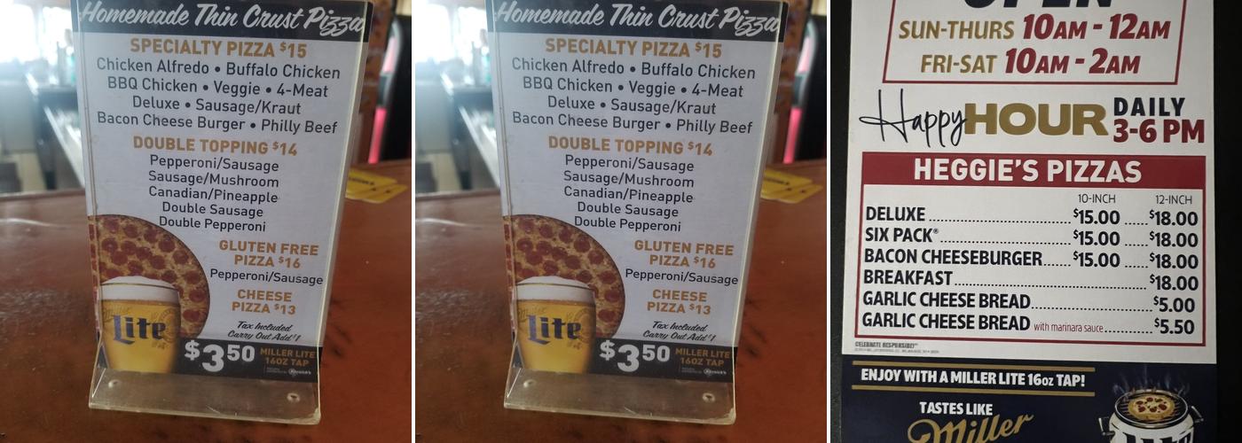 Harbor Inn Bar & Pizza Menu