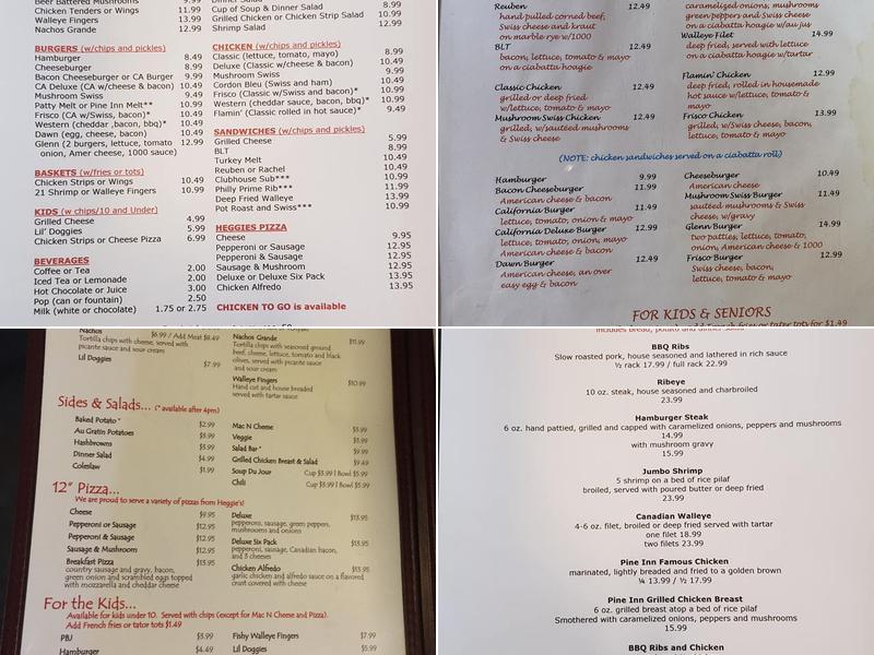 Pine Inn Menu