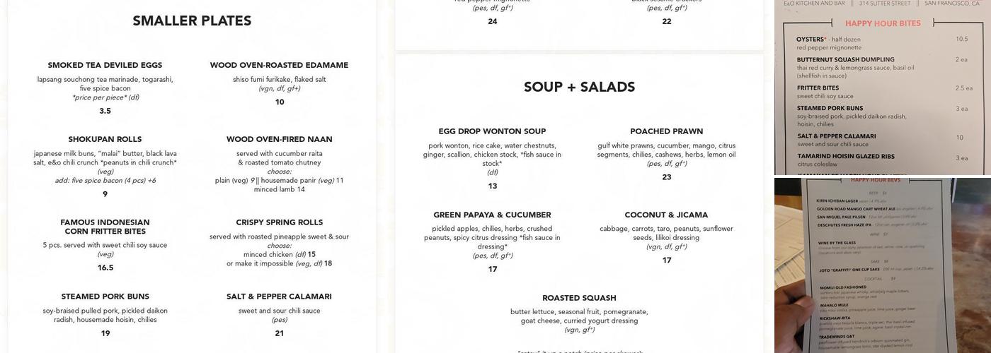 E&O Kitchen and Bar Menu