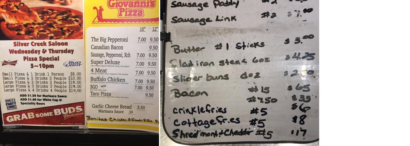 Silver Creek Inn Menu