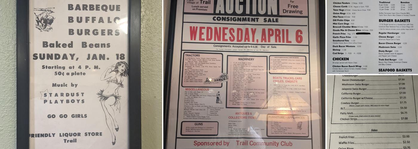 Trail's End Bar Menu