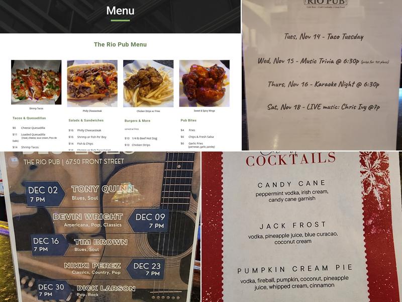 Rio Pub Menu